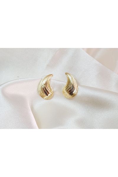 a rose jewelry Steel Line Patterned Drop Earrings