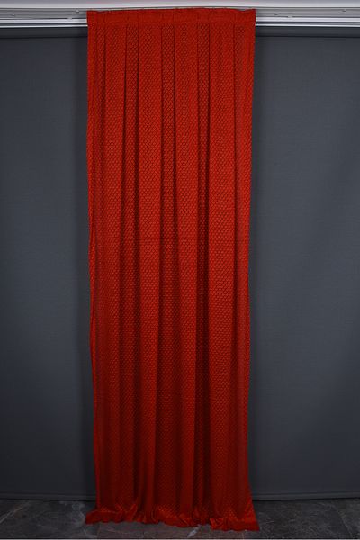 AKÇA TEKSTİL LARGE HONEYCOMB MODEL RED COLOR SINGLE WING Ready planted Pleated Background Curtain 75*260 cm