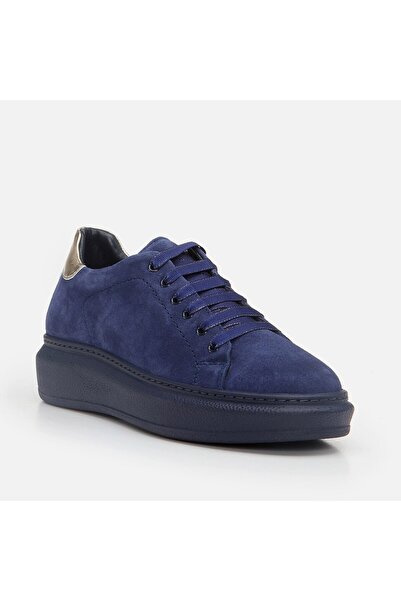 Hotiç Genuine Leather Navy Blue Women's Sneakers