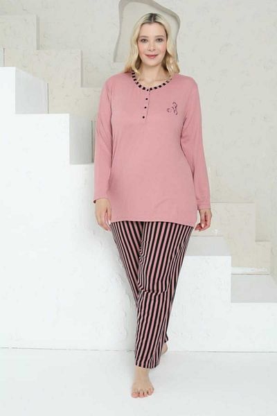 Freeista Dried Rose Plus Size Pajama Set Full Lycra
