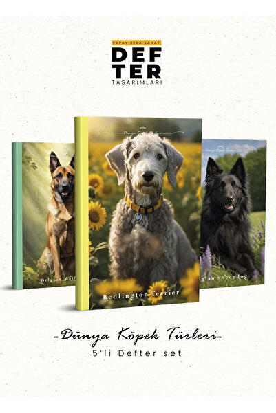 YAPAY ZEKA SANAT Caiete cu specii de câini din lume, set de 54