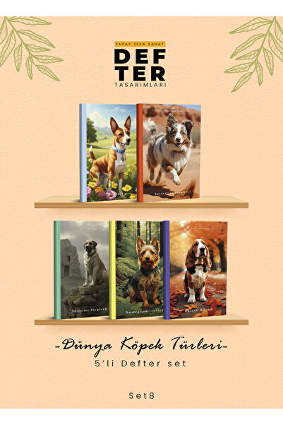 YAPAY ZEKA SANAT Caiete cu specii de câini din lume, set de 58