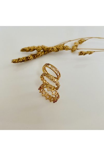 Fynbos Non Darkening Golden Rose Coated Minimal Combination 3-Piece Ring Set