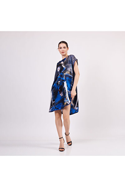 Nomads Felt %100 İpek Kısa Elbise | Abstract Desen 2 | Nomads Felt