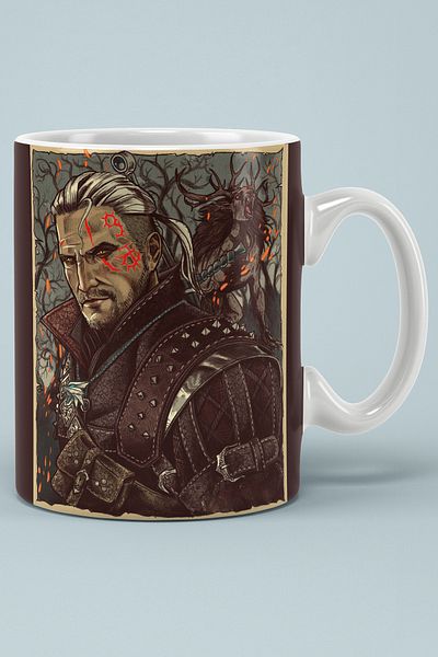 OYART&DESIGN كوب زجاجي مطبوع من Witcher Geralt Of Rivia
