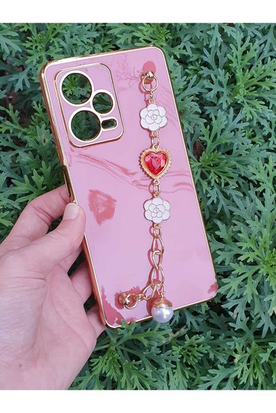 Aksesuarda Moda Hand-grabbed laser cut case with flower stone pearl compatible for xiaomi redmi note 12 pro plus