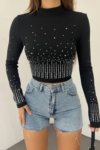lovebox Dámská košile s dlouhým rukávem a potiskem kamene s dlouhým rukávem 10978