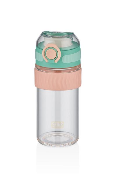 Vagonlife TKK 400ml Green Silicone Body Lockable Glass Water Bottle - Comfortable Drinking