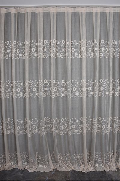 AKÇA TEKSTİL KDK 1560 PATTERN MINK COLOR SINGLE WING Ready planted Pleated Background Curtain 300*260 cm