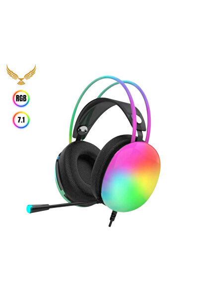 CROW'S TECH Rainwork 7.1 RGB Transparan Led Effect Gaming Headset Oyuncu Gami...
