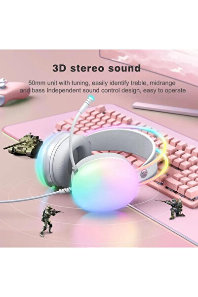 CROW'S TECH Rainwork 7.1 RGB Transparan Led Effect Gaming Headset Oyuncu Gaming Kulaklık CT-X8