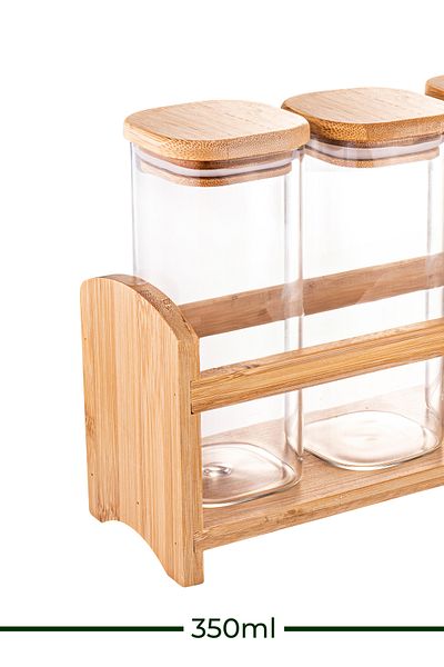 Bambum Saphire 4-Piece Spice Rack Set with Stand - Transparent - 350 ml