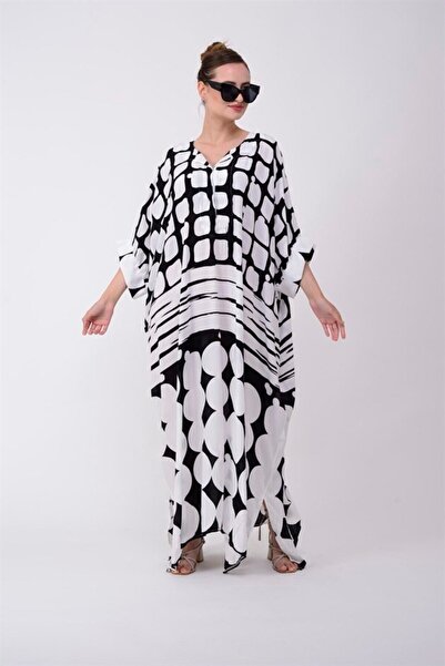TEOBUTİK PARKMODA AN4001 VİADEL OVERSIZE SLIT DETAIL DRESS
