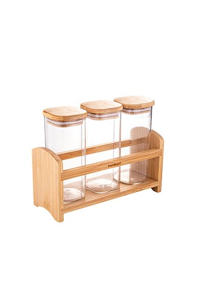 Bambum Saphire 4-Piece Spice Rack Set with Stand - Transparent - 350 ml
