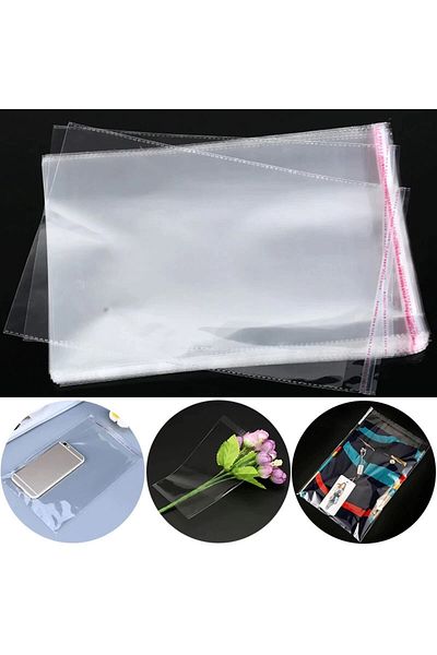 BossPack Transparent Tape (35x50 Cm) Shiny Gelatin Bag (50 Pieces) - Transparent Gift Bag
