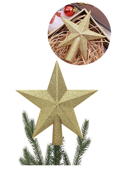 Mini Tasarım Atölyem Christmas Pine Tree - Peak Ornament 3D, Fluffy Gold Color