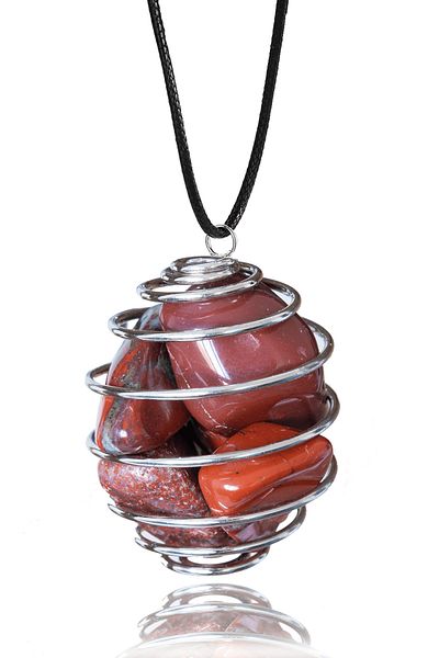 Tesbih Atölyesi Red Jasper Stone - Certified Wire Wrapped Cage Model Necklace