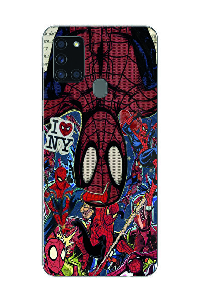 Magic Ring حافظة هاتف شفافة متوافقة مع هاتف سامسونج جالاكسي A21S بنمط سبايدرمان