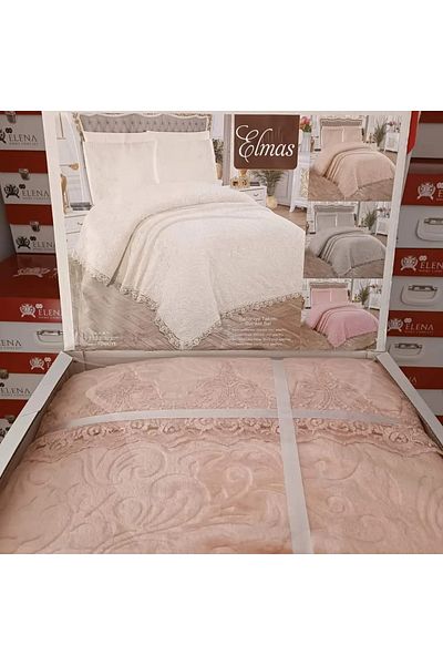 Ceyizza FRENCH LACE 6 PIECES BLANKET BED COVER SET