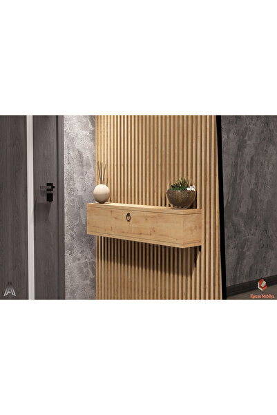 Egecan Mobilya 90cm Meşe Kapaklı Dresuar Salon Antre Hol Oturma Odası Askıda ...
