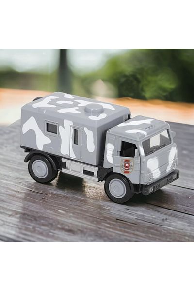 SEYFİKİRTASİYE Metal Pull-And-Put Lighted Military Vehicle Gray Camouflage 13cm X 6cm X 5cm