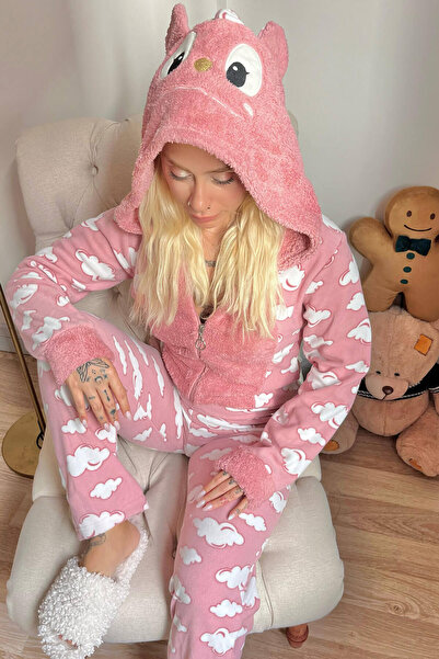 Pijamaevi Set de pijamale cu modele de nor pentru damă din fleece