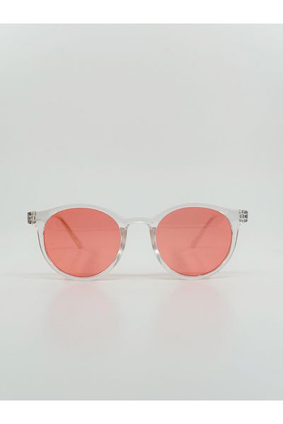 GlimmerGroove Unisex Transparent Round Framed Sunglasses