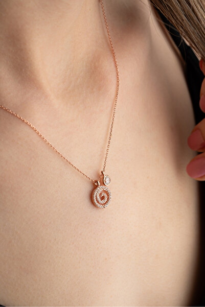 ESSARE 925 Ayar Gümüş Yaşam Sembolü Tek Taş Detaylı Kadın Kolye