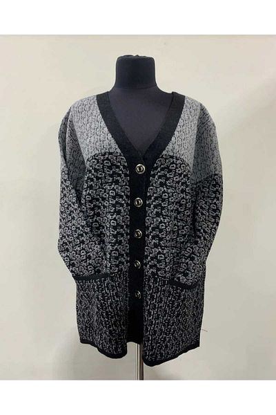 Yakalaa Women's mother patterned knitted cardigan with pockets