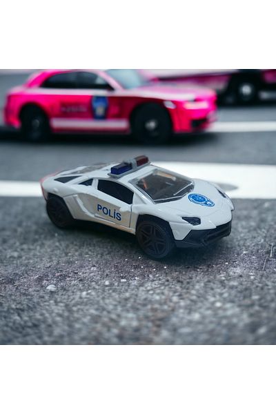 SEYFİKİRTASİYE Metal Pull Drop Police Vehicle White 13 cm X 6 cm X 5 cm