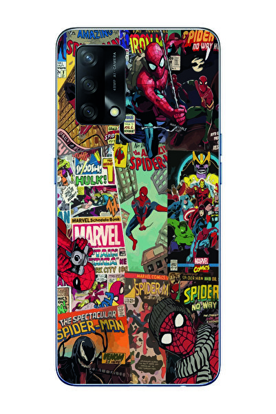 Magic Ring حافظة هاتف شفافة متوافقة مع هاتف اوبو A74 بنمط سبايدرمان كولاج