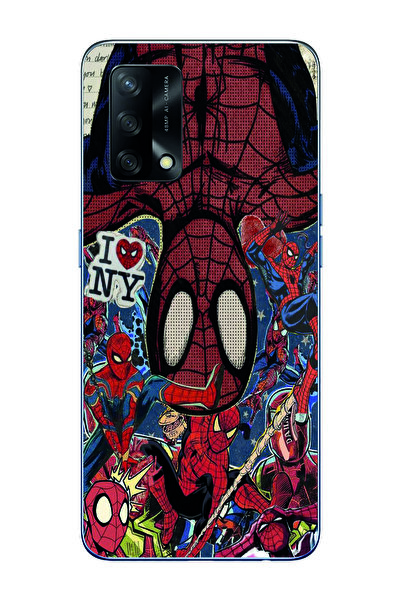 OPPO A74 Compatible Spiderman Transparent Phone Case with Collage Pattern