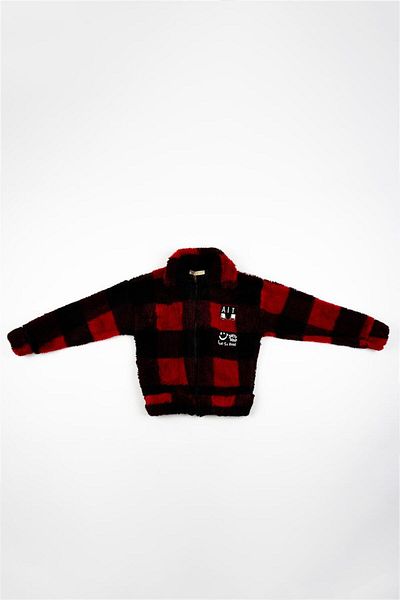 Adisia Women's Red Black Checkered Winter Coat