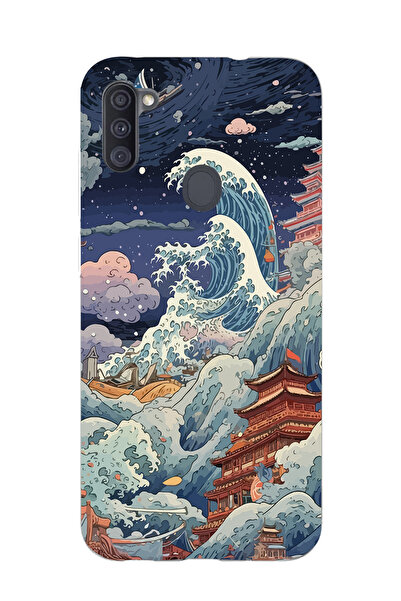 Magic Ring حافظة هاتف شفافة بنمط كاناجاوا ويف كولاج متوافقة مع هاتف سامسونج جالاكسي A11/M11