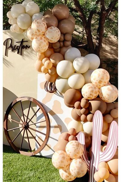Çemrek Süs Parti Caramel milk coffee sea sand giraffe pattern balloon chain set