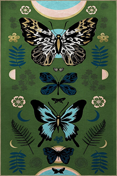 Rugs Modern Halı Δημιουργικό μοντέρνο διακοσμητικό χαλί με πράσινο θέμα, μπλε...