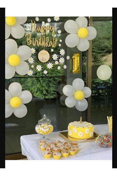 PartAntalya Papatya Temalı Doğum Günü Seti Çiçek Yapma Aparatı 6 Adet- 40 Ade...