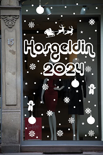 STİCKERCI BEY ترحيب 2024 السنة الجديدة سنة جديدة سعيدة ملصق مائي زخرفة السنة ...