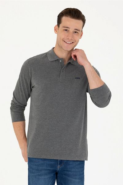 U.S. Polo Assn. БАЗА. Polo Assn. МЪЖКИ АНТРАСИТЕН МЕЛАНЖЕН СУИТШЪР ПОЛО ДЕКО BASIC G081SZ082.000.1735204