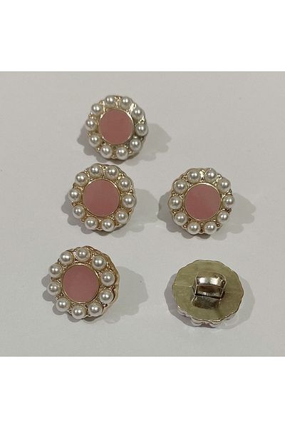 hobim42 MEDIUM MINI EDGE PEARLED METAL VEST JACKET BUTTON (5 PIECES SIZE:1.5CM)