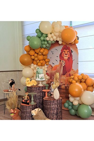 Çemrek Süs Parti Eucalyptus milk coffee burnt orange balloon chain set 100 pieces of balloons