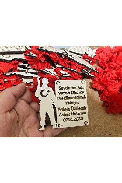 guluslazerkesim 20 Adet Asker Hatırası Ahşap Magnet Asker Magnet