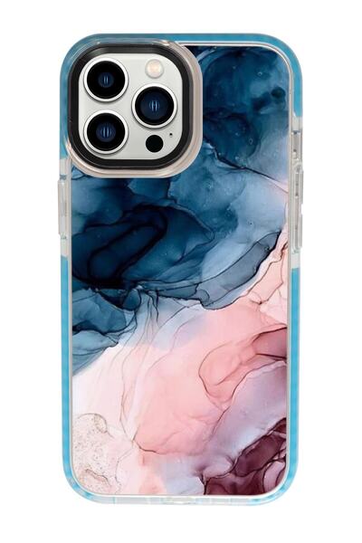 mooodcase Iphone 13 Pro Renkli Mermer Candy Bumper Darbe Emci Silikonlu Telefon Kılıfı