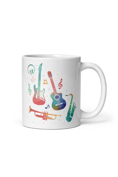 Veintitres Colorful Design Musical Instruments Printed Mug