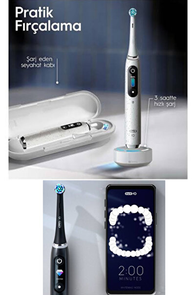 Oral-B İo 10 2li PREMİUM SEVGİLİ SERİSİ io sense akıllı şarjlı diş fırçası stardust beyaz&kozmik siyah