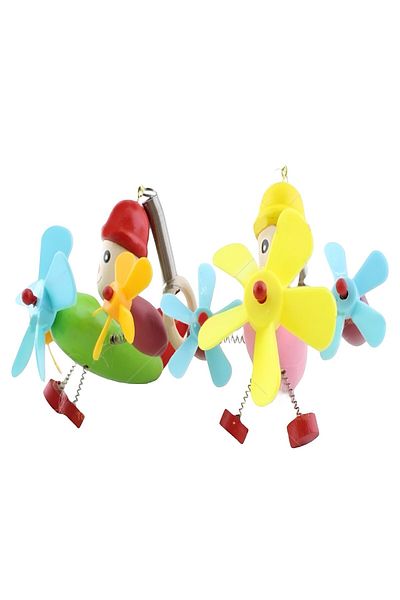 Hyd Toy Wooden Spring Bouncy Helicopter Airplane 1 Piece