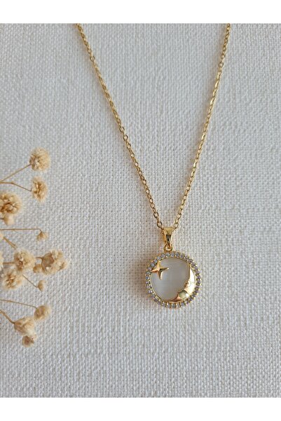 Di&Ba Co. قلادة من الفولاذ المقاوم للصدأ باللون الأبيض والحجر السماوي باللون ...