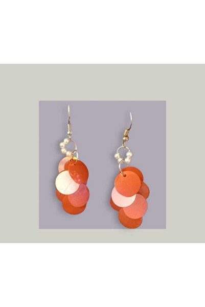 Crystal Atelier Red Sequin White Beaded Earrings
