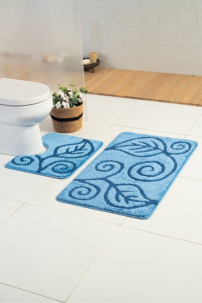 Moda Dekor Χαλάκι μπάνιου Azra Blue 2 τεμαχίων Elite Lux