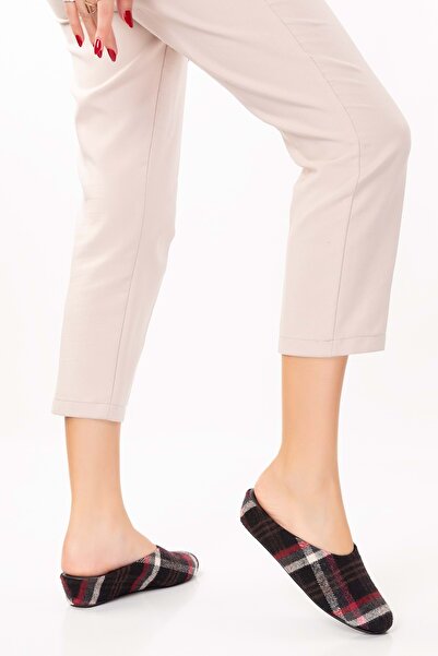 Gondol Leather Plaid Patterned House Slippers Mik.580